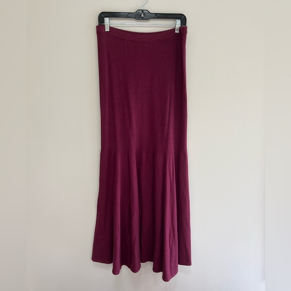 Spiegel NWT Silk Cashmere Blend Unlined Knit Pull On Maxi Skirt Purple, Large